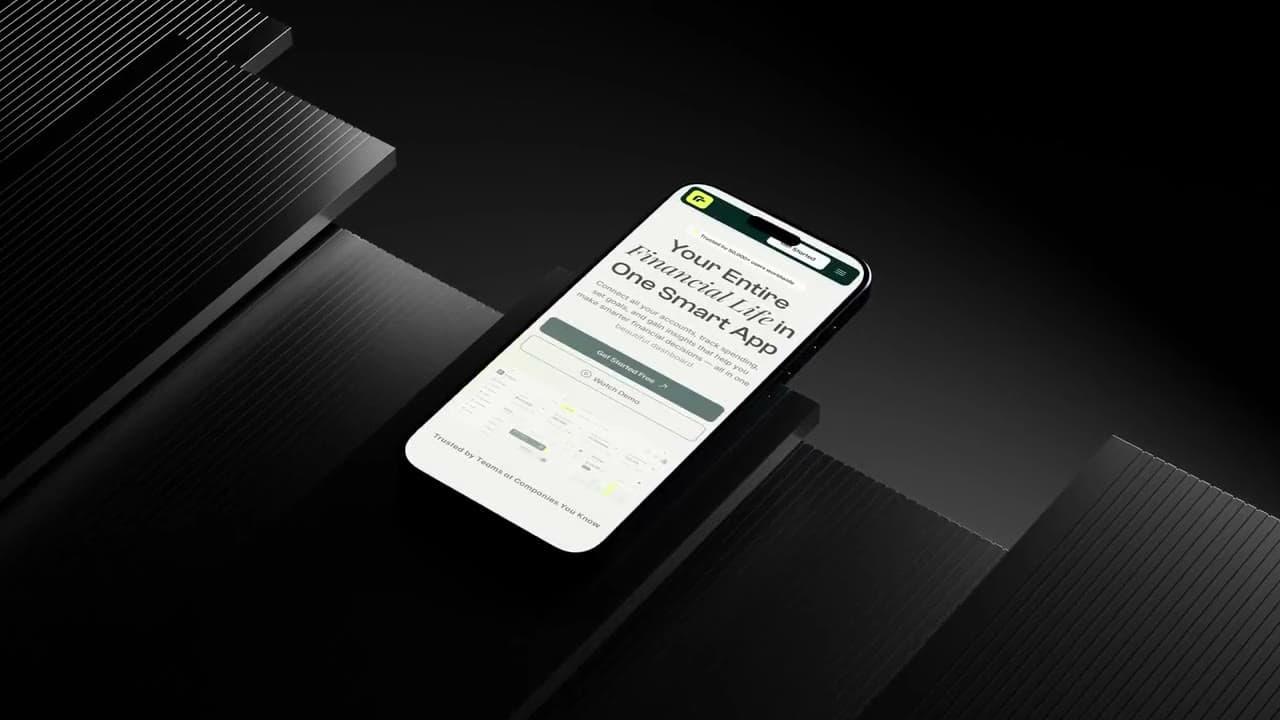 Finsaro UI/UX design, animated mockup